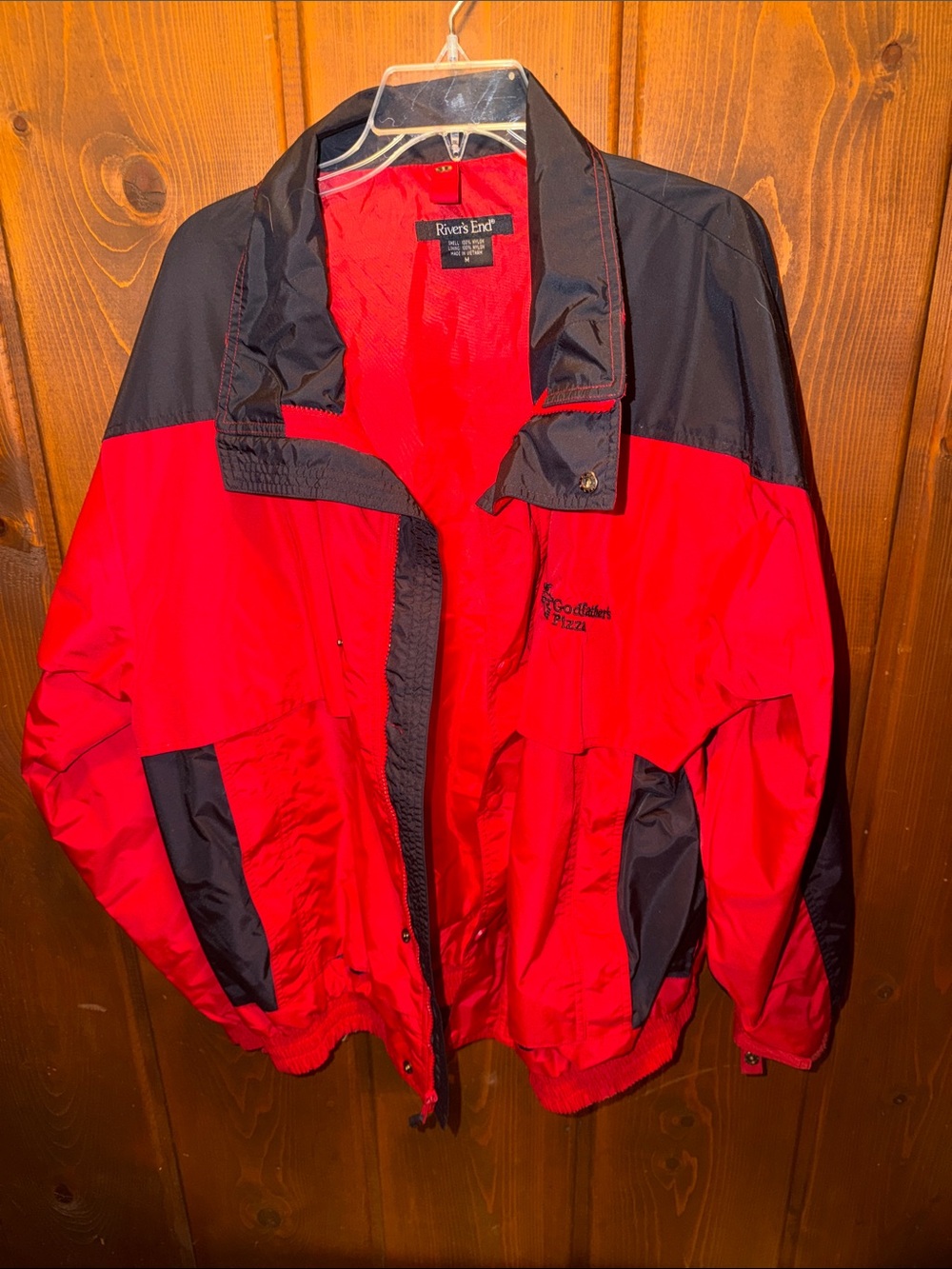 Godfather’s Pizza Men's Red & Black Windbreaker Jacket